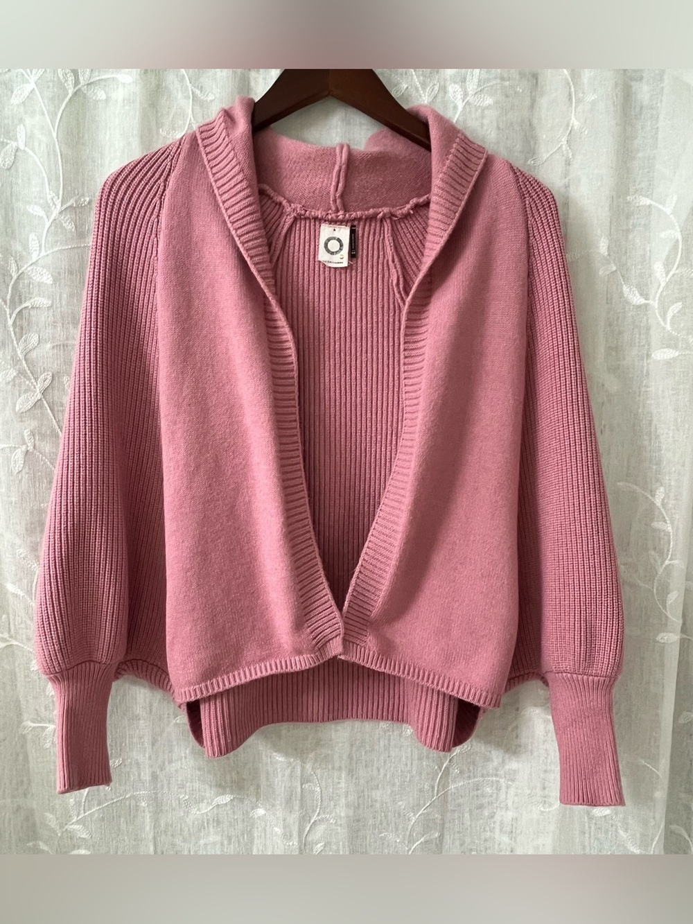 Open-Front Ribbed Cardigan in Dusty Rose One Size